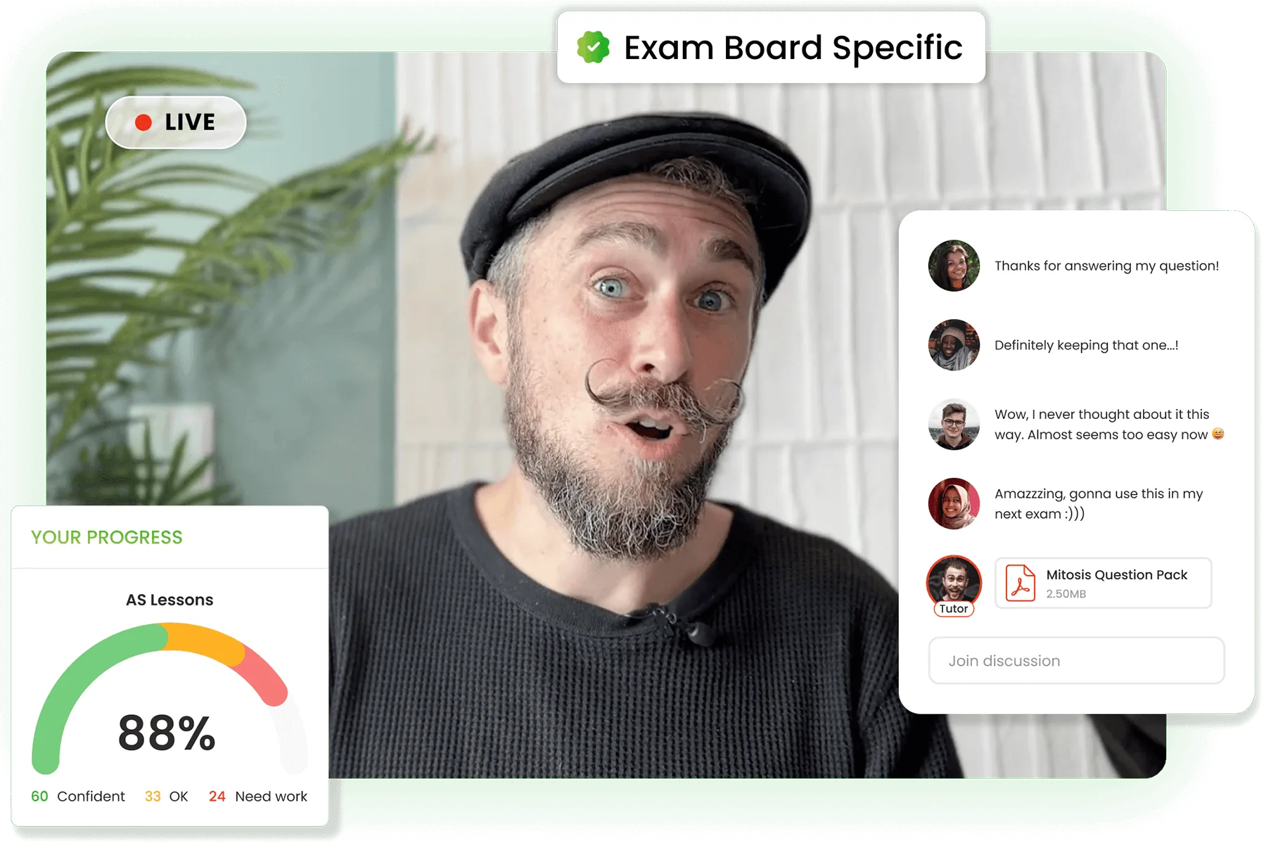 A level Biology tutor online. Exam board specific Biology course with video tutorials, progress tracker, and interactive Q&A support for revision.