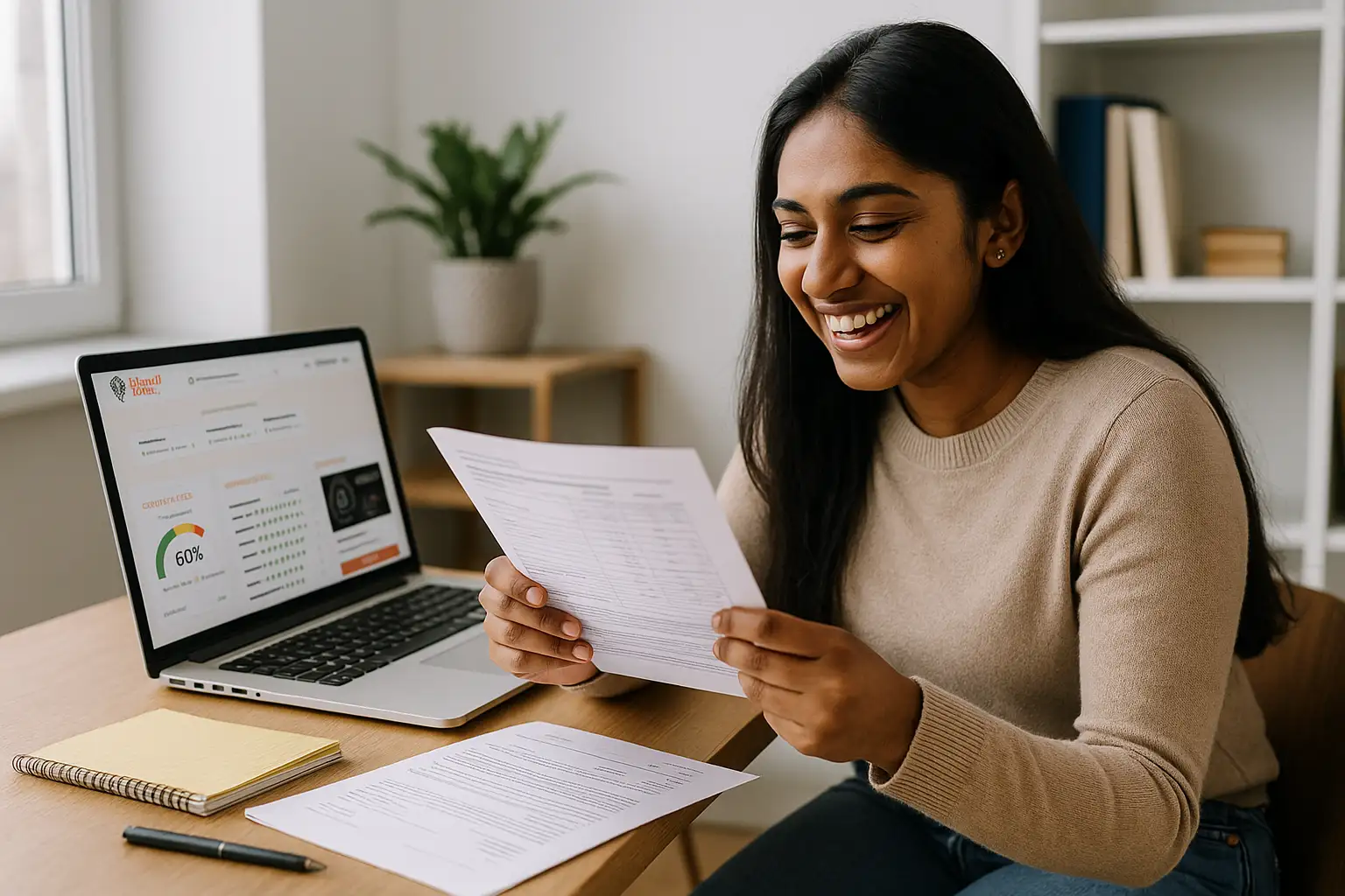 A happy student receiving their A or A* grade